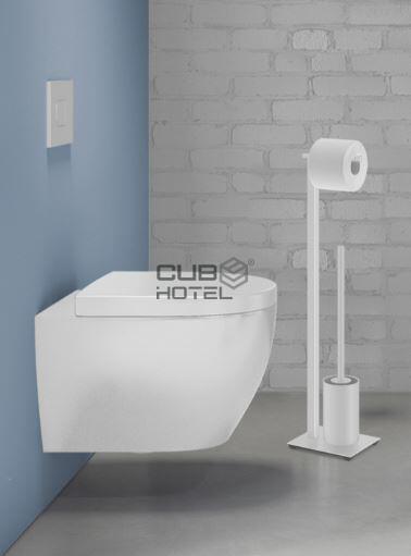 Roll holder with toilet brush Zack CARVO White